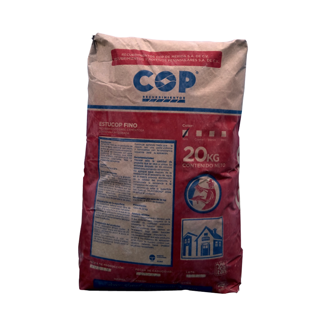 Estucop Fino Gris 20Kg